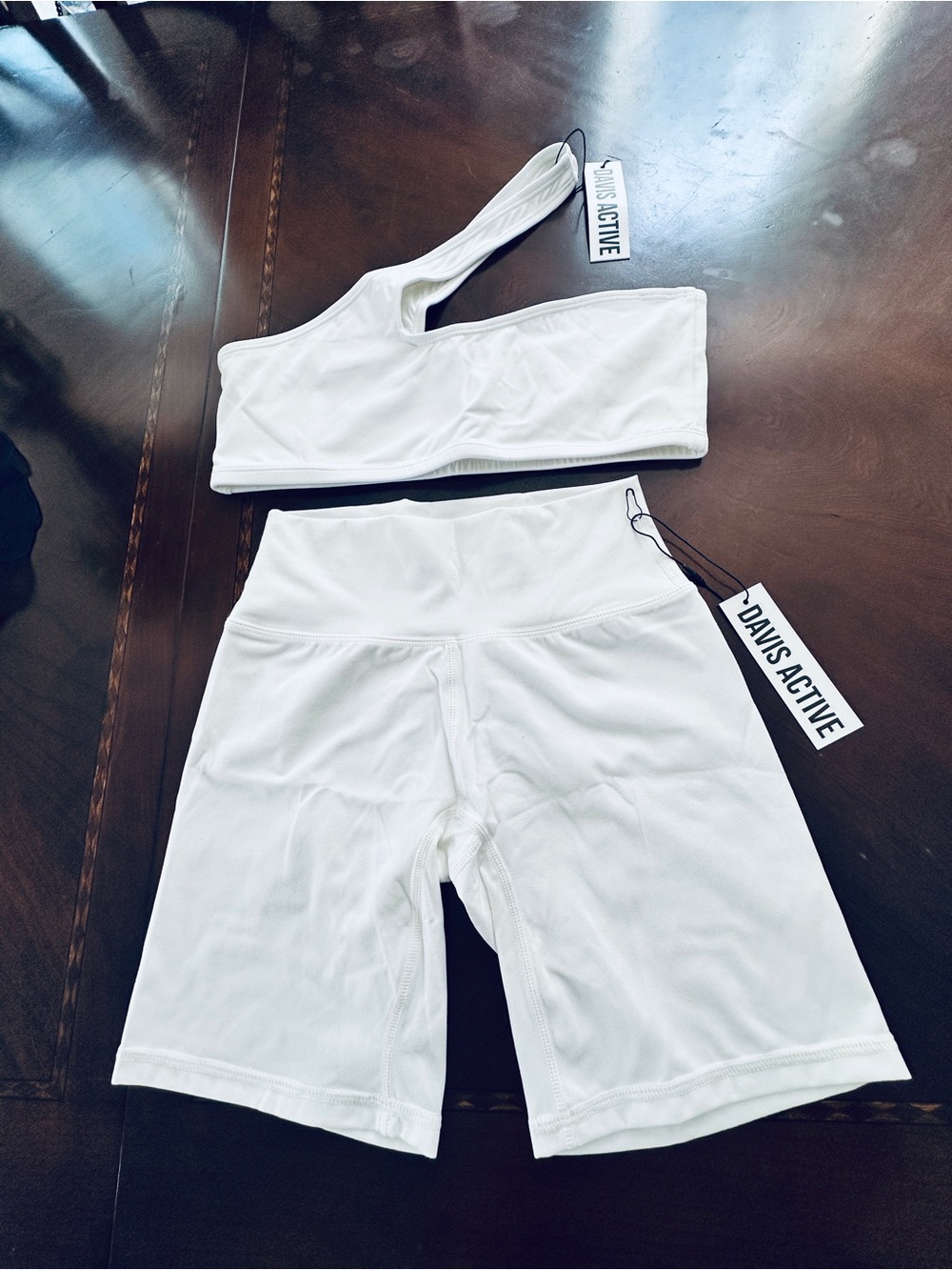 Davis Active High-Waisted Biker Short and Asymmetrical Sports Bra Set